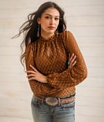 Sterling & Stitch Ruched Keyhole Top - Women's Shirts