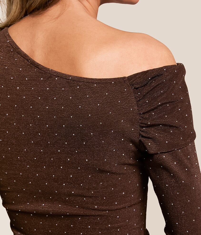 Off The Shoulder Rhinestone Top