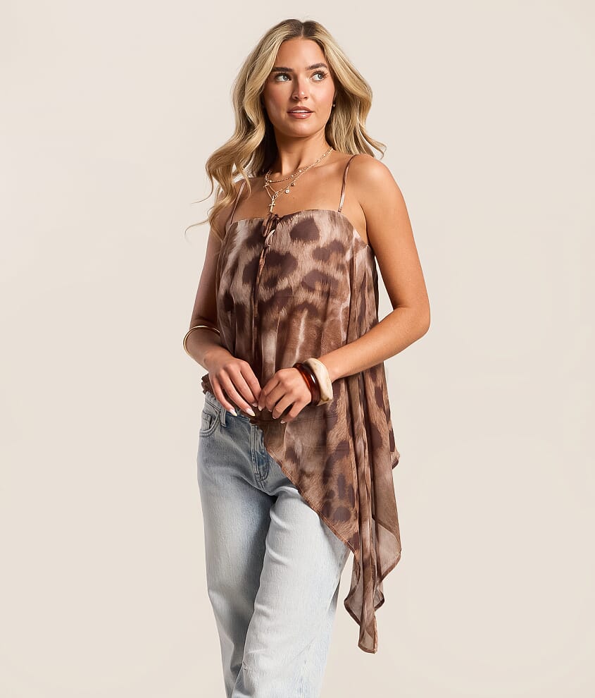 Animal Print Asymmetrical Tank Top