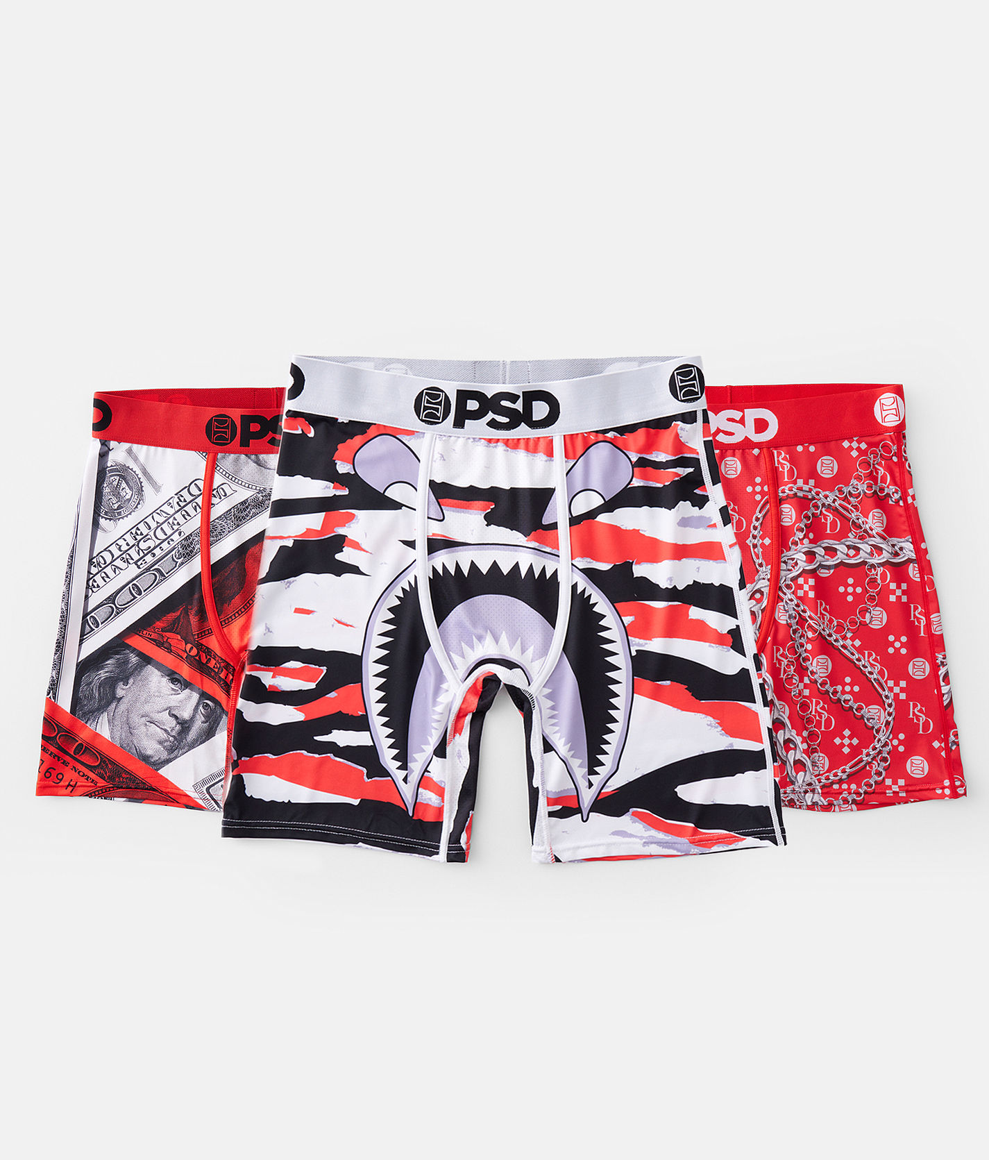 PSD Men's 95/5 3-Pack Redgryblk Boxer Briefs, Multi, XL, Multi