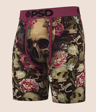 PSD Skull Flower Stretch Boxer Briefs front view
