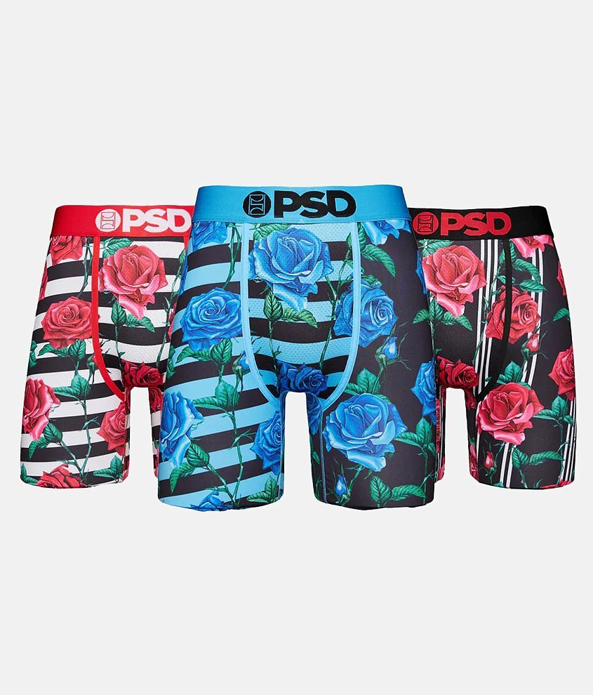 PSD UNDERWEAR MENS WILD STACKS 7" BOXER BRIEFS RED BLUE PINK