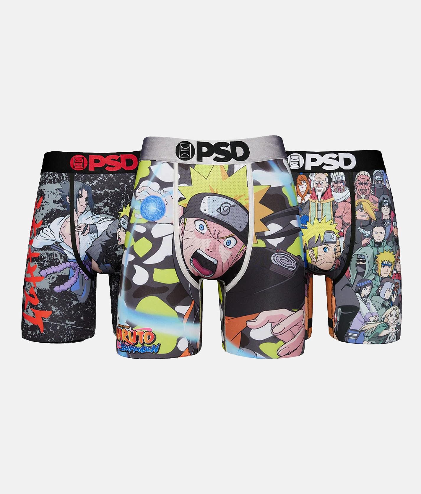PSD 3 Pack Naruto Shippuden Stretch Boxer Briefs - Men's Boxers in