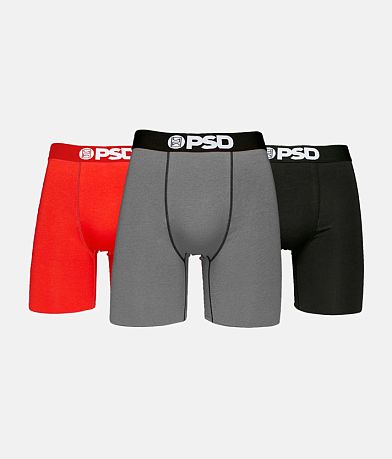 PSD 3 Pack Classic Cotton Stretch Boxer Briefs - Men's Boxers in Black