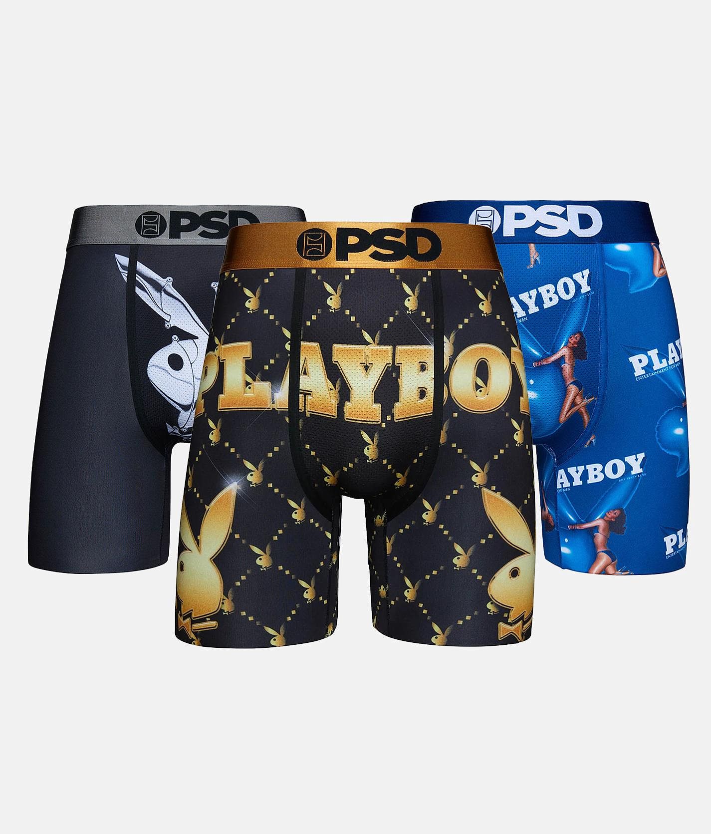 PSD 3 Pack Playboy Stretch Boxer Briefs - Men's Boxers in Multi