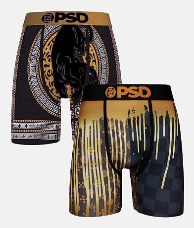 PSD Underwear Men’s Trojan Man Printed Boxer Brief, Gold / Trojan Man, Small