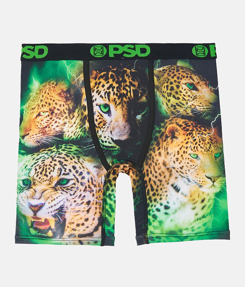 Boys - PSD Neon Cheetah Stretch Boxer Briefs front view