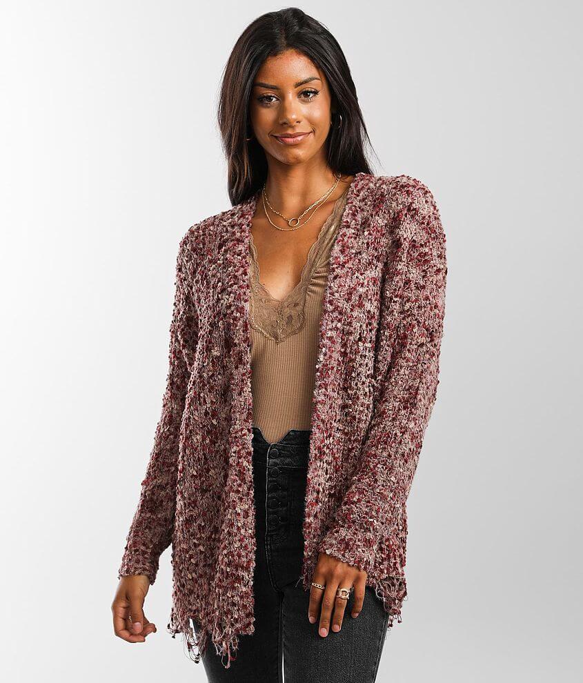 BKE Nubby Chenille Cardigan Sweater front view