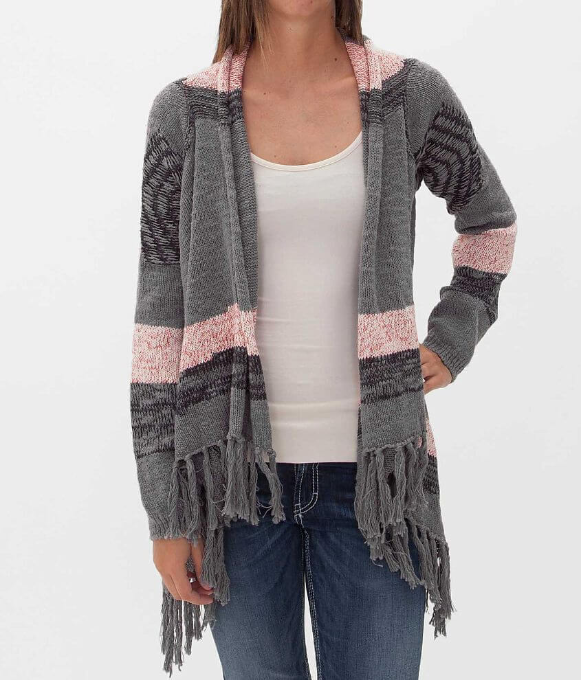 BKE Striped Cardigan Sweater front view