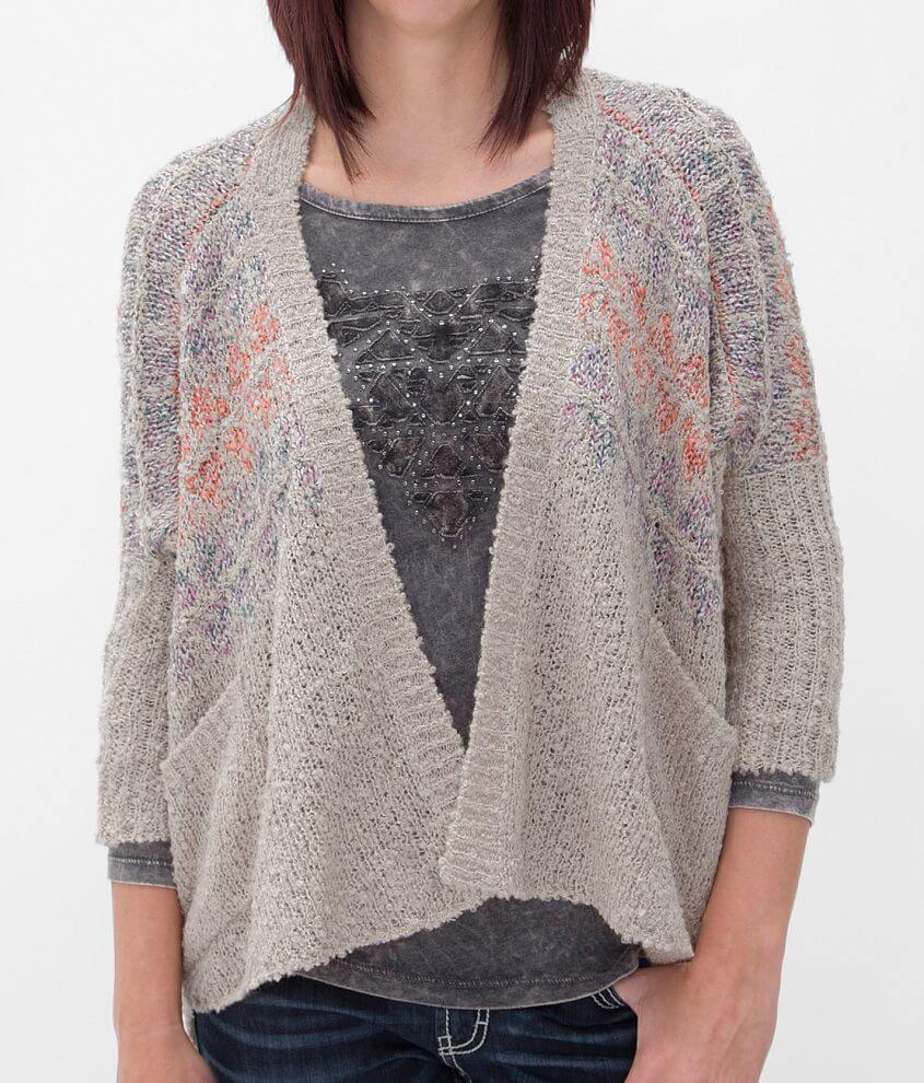 BKE Open Weave Cardigan Sweater front view
