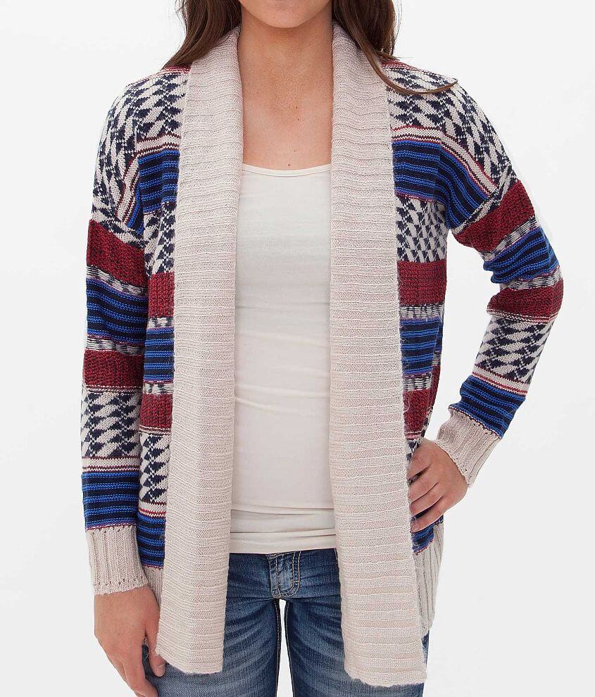 BKE Jacquard Cardigan Sweater front view