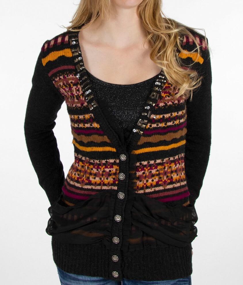 BKE Boutique Embellished Cardigan Sweater front view
