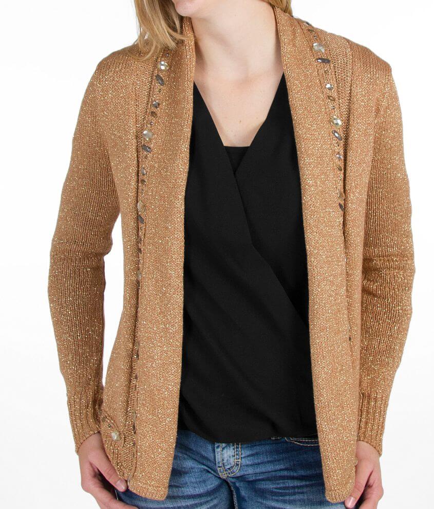BKE Boutique Lurex Cardigan Sweater front view