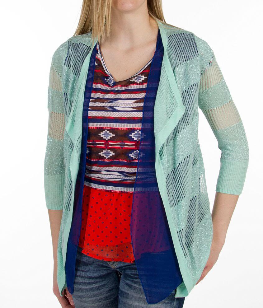 BKE Boutique Lurex Cardigan Sweater front view