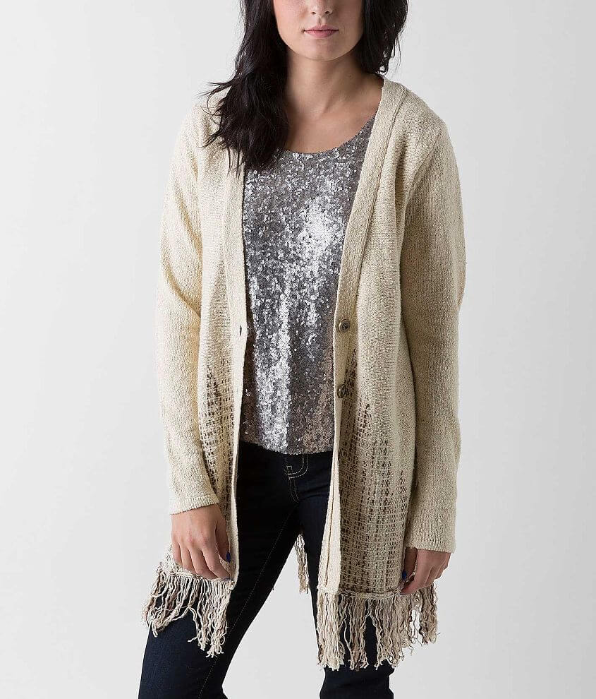 BKE Boutique Fringe Cardigan Sweater Women s Sweaters in Cream