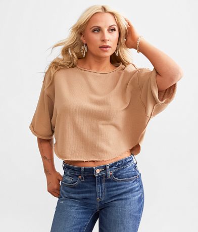 BKE Raw Edge Cropped Top front view