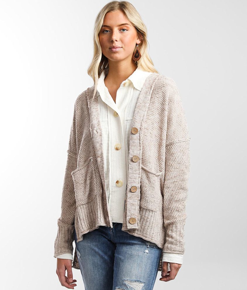 BKE Marled Cardigan Sweater front view