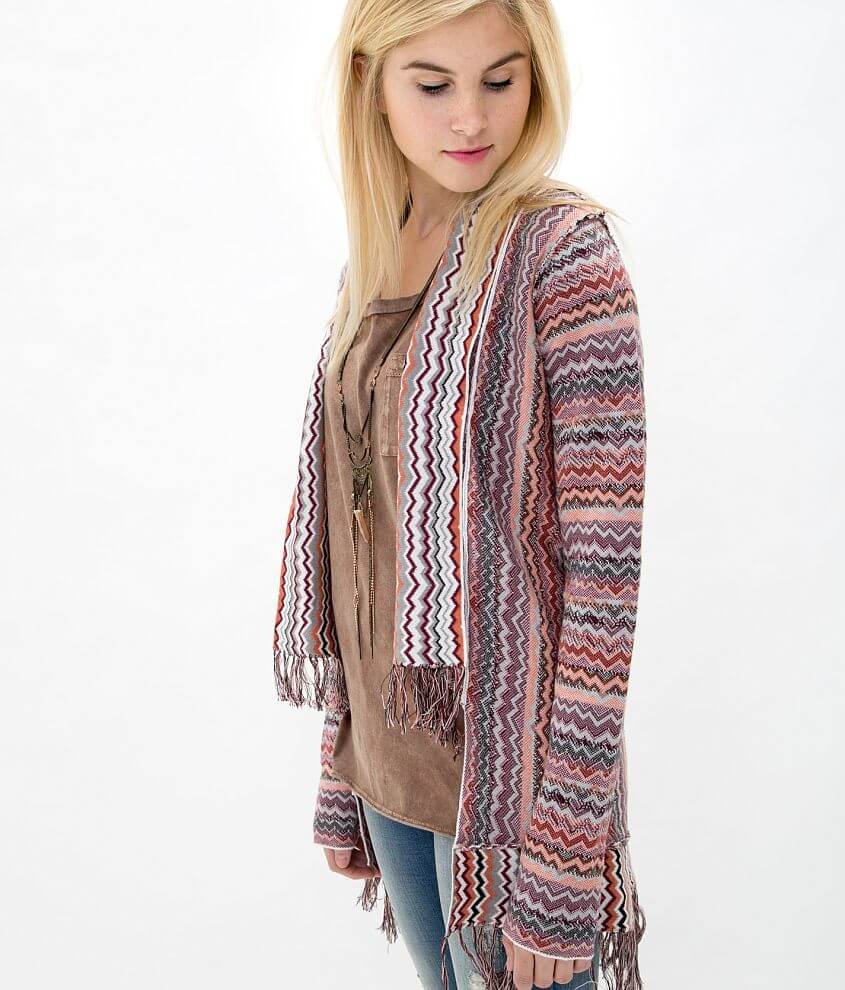 Gimmicks Reverse Print Cardigan Sweater front view