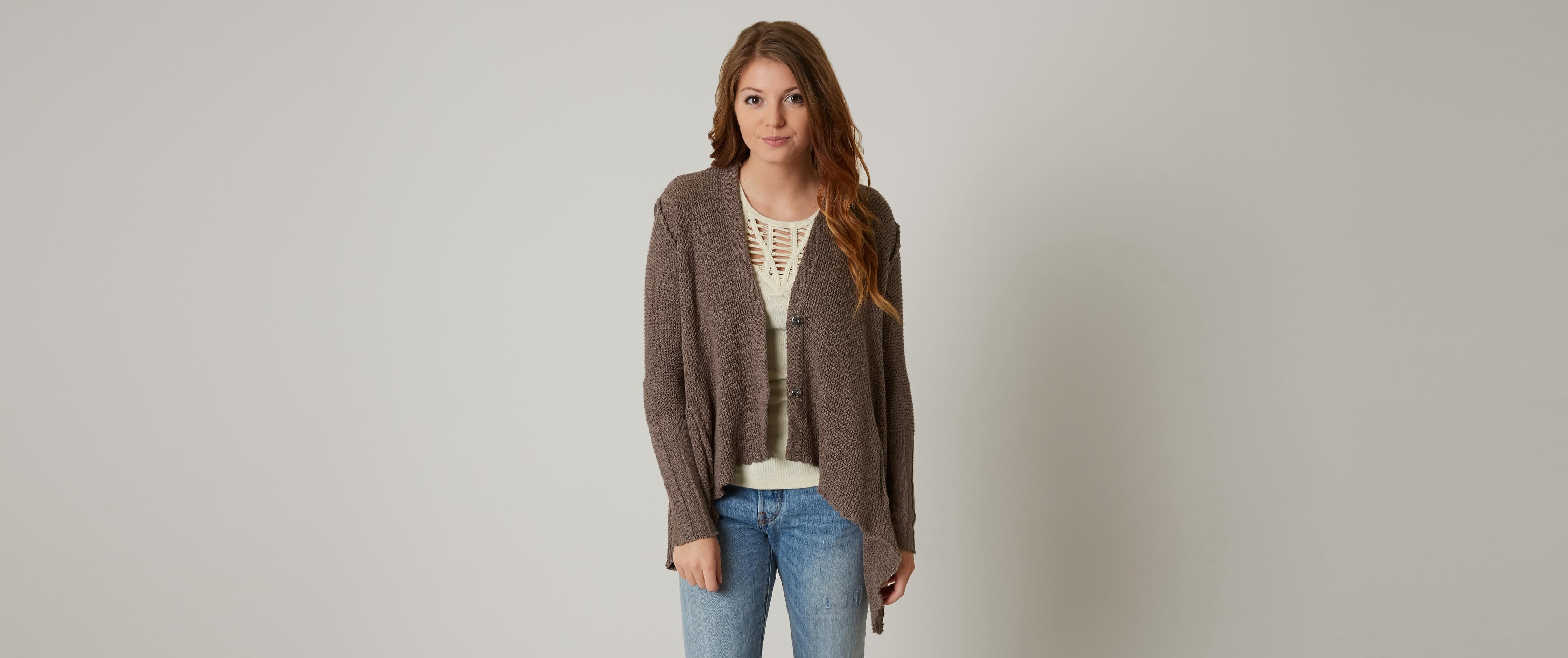 Gimmicks Oversized Cardigan Sweater Clothing in Deep Taupe Buckle