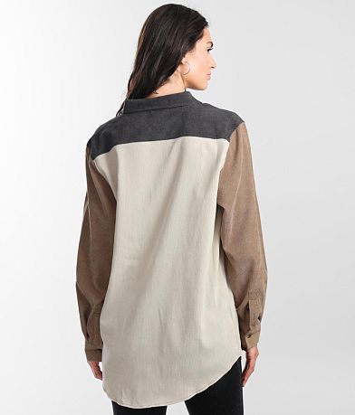 BKE Color Block Corduroy Shirt BACK