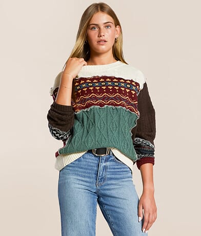 Gilded Intent Pieced Sweater front view