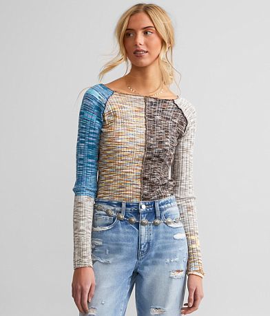 Gilded Intent Ribbed Color Block Top FULL_RIGHT_SIDE
