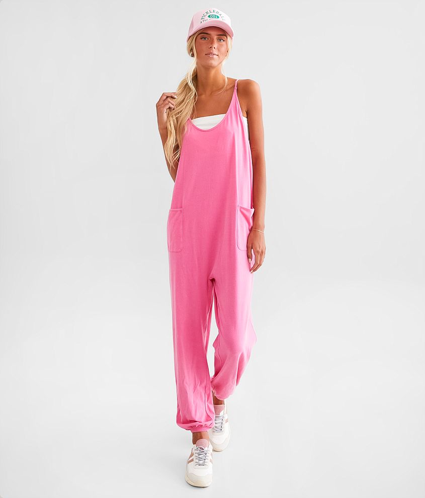 BKE Brushed Jumpsuit Pink X Small Women s