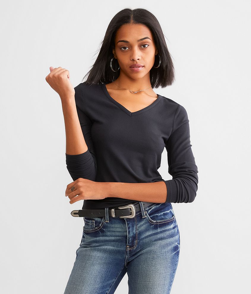 BKE Brushed Knit Top - Women's Shirts/Blouses in Black