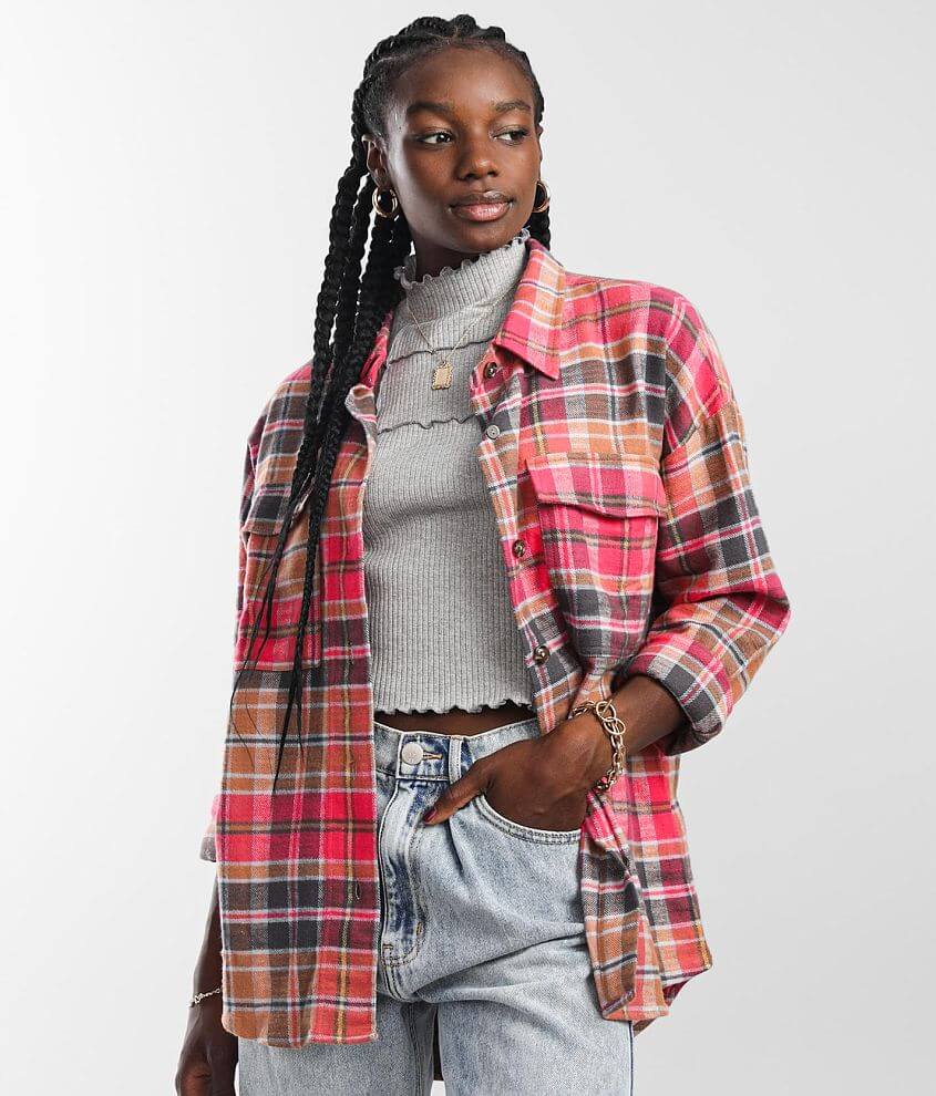 Oversized plaid shirt womens best sale