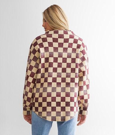 Gilded Intent Checkered Cardigan Sweater BACK