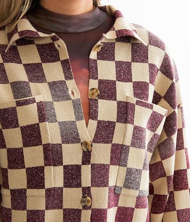 Gilded Intent Checkered Cardigan Sweater MISC_DETAIL_1
