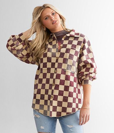 Gilded Intent Checkered Cardigan Sweater FULL_LEFT_SIDE