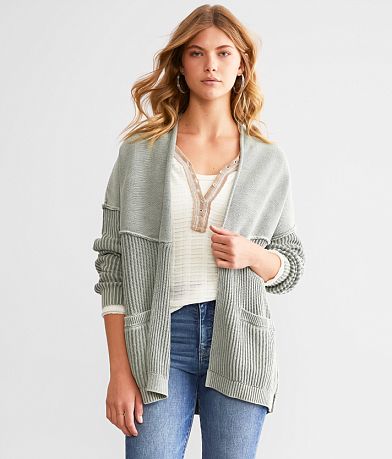 BKE Washed Cardigan Sweater front view