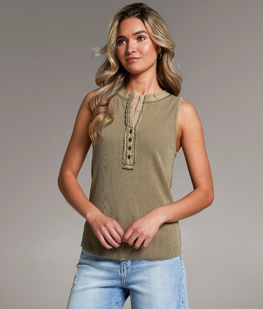 Washed Henley Tank Top - thumbnail 2