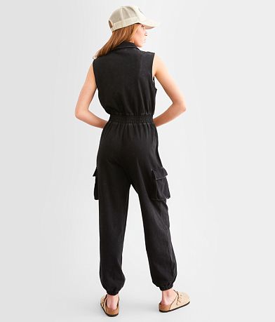 BKE Washed Cargo Jumpsuit BACK