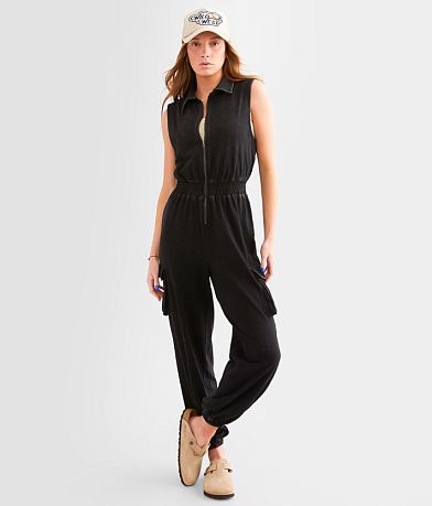 BKE Washed Cargo Jumpsuit FULL_LEFT_SIDE