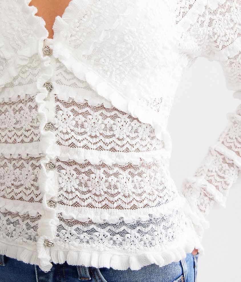 Ruffle Lace Cropped Blouse