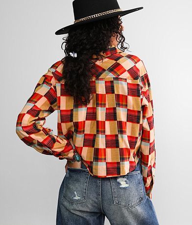 Gilded Intent Flannel Cropped Shirt BACK