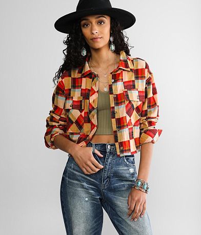 Gilded Intent Flannel Cropped Shirt FULL_LEFT_SIDE