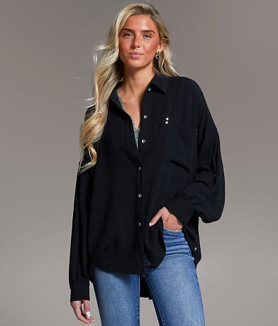BKE Button Down Blouse front view