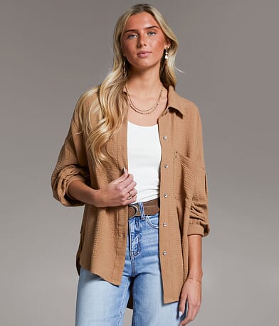 BKE Button Down Blouse front view