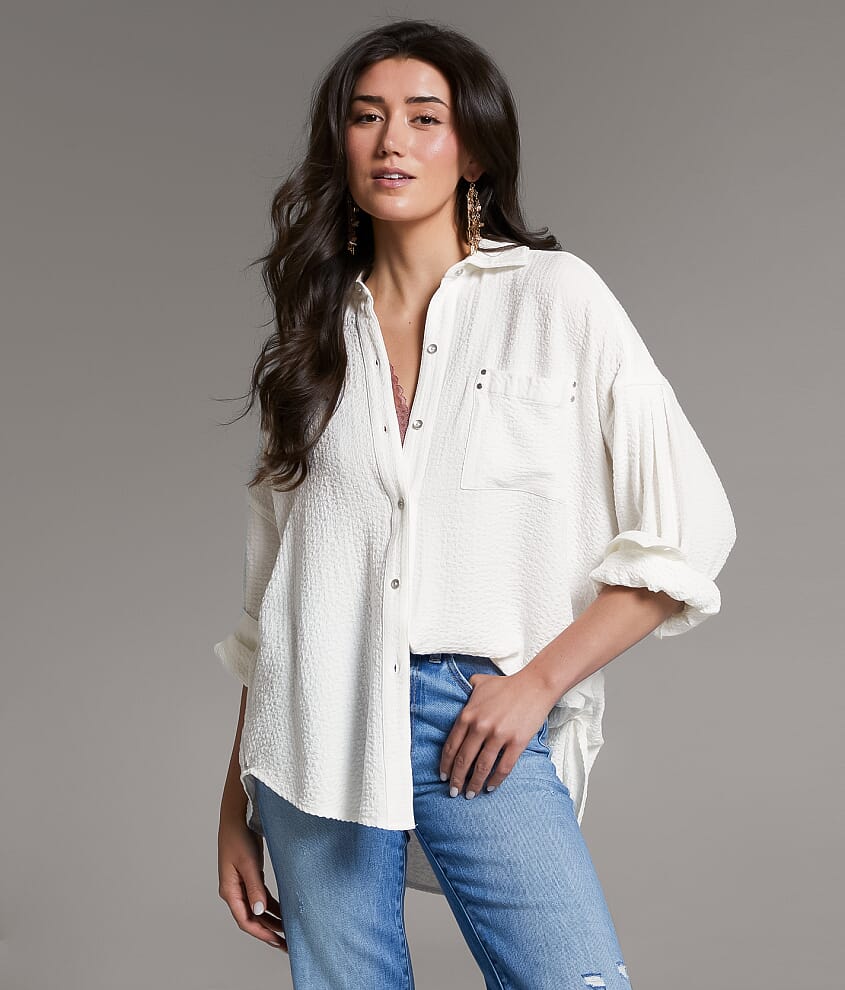 Womens button store down blouses