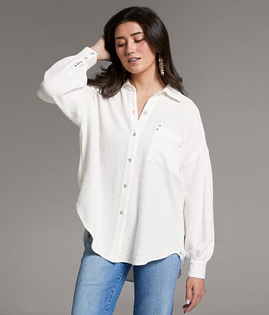 BKE Button Down Blouse FULL_LEFT_SIDE