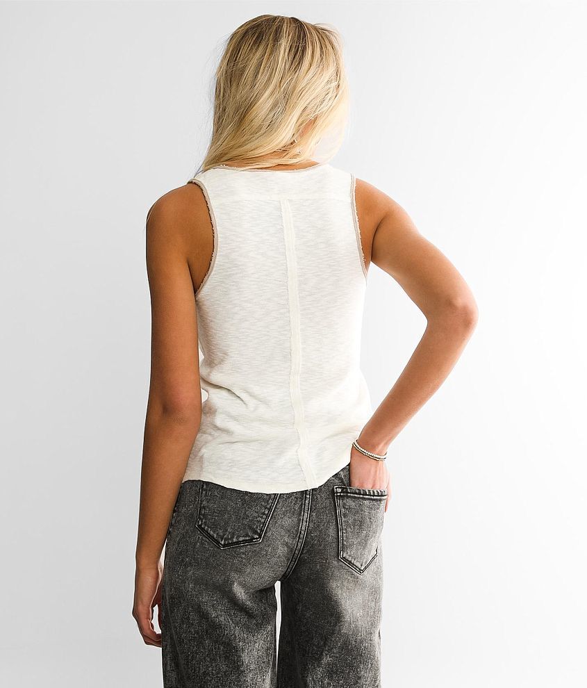 Raw Edge Henley Tank Top