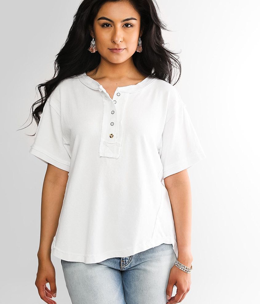 BKE Raw Edge Henley front view