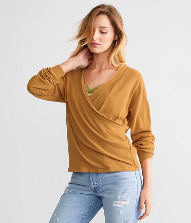 BKE Surplice Raw Edge Top front view