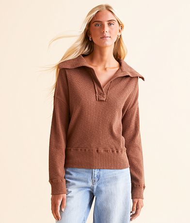 BKE Ribbed Slub Knit Pullover front view