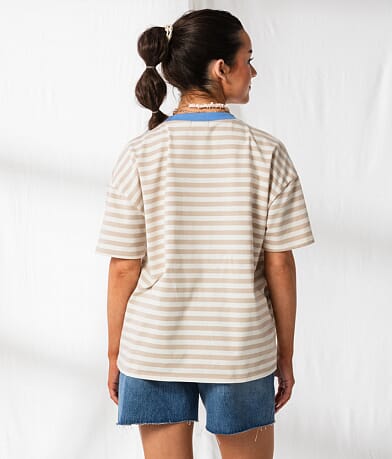 33 Coastal Striped Ringer Oversized T-Shirt back view