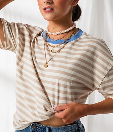 33 Coastal Striped Ringer Oversized T-Shirt misc detail 1 view