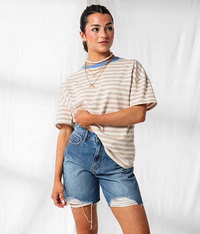 33 Coastal Striped Ringer Oversized T-Shirt misc detail 2 view